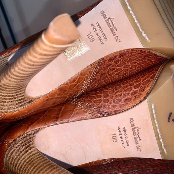 Right Bank shoe Croc Embossed Cognac Boot Italy - Picture 5 of 6